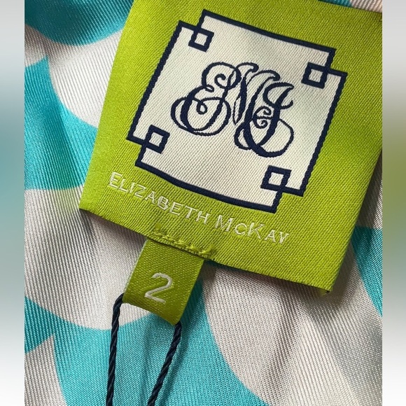 Elizabeth McKay 100% Silk Ruffled Blouse in Fontainee Turquoise Size 2 XS NWT - Picture 7 of 11